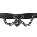 Leather heart pendant chain necklace Gothic Lolita Punk Choker Black