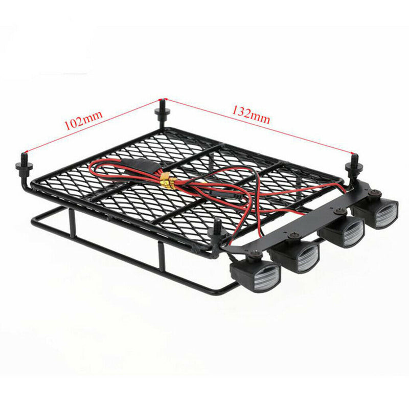 RC Off-road Truck Roof Rack w/ 4 LED Light for 1/10 1/8 Redcat HSP RC4WD D90