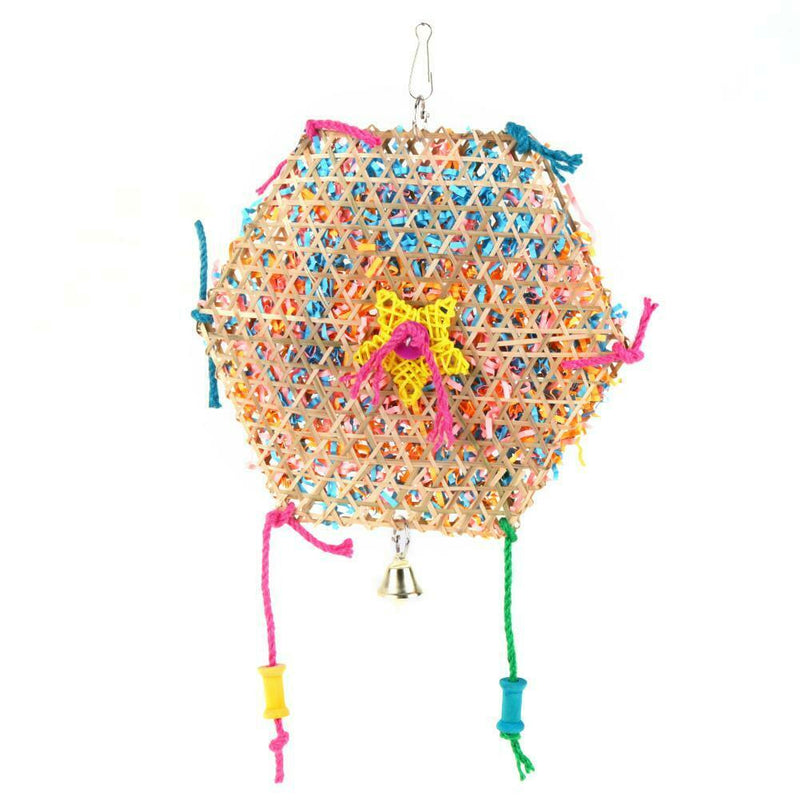 Bell Six Angle Wooden Swing Parrot Bird Toys Bird Cage Accessories