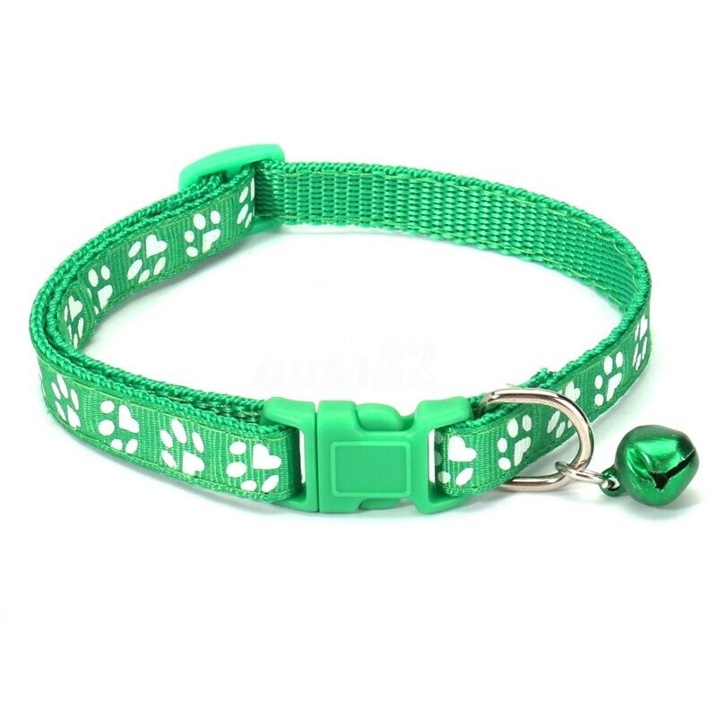 12PCS Dog Collars Pet Cat Puppy Buckle Nylon Collar with Bell 6 Colors G4N5