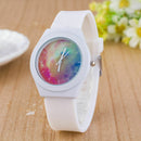 2018 Womens Jelly Silicone Quartz Waterproof Wrist Watches Colorful Galaxy V1D0