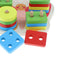 Wooden Geometric Blocks Column Shapes Color Puzzle Building Educational Toys