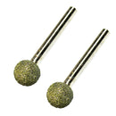 2x Round Head Diamond Mounted Points Grinding Bits 60mm Length 46 Grit 12/10mm