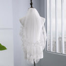 Elbow Length 75Cm Short Veils Two Layers Appliques White Wedding Veils with V7O7
