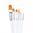 6pcs/set Set Wood Handles Watercolor White Rod Manicure Paint Brush Nylon