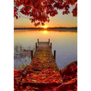 5D DIY Full Round Drill Fallen Leaves Plank Road Diamond Painting Craft A