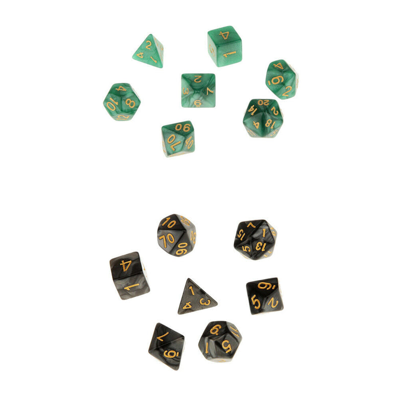 Pack of 14 Opaque Acrylic D20 D12 D10 D8 D6 D4 Dices Die for Dungeons and