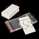 Jewellery 100 x White Plain Earring Display Cards & Self Adhesive Bags A4P3