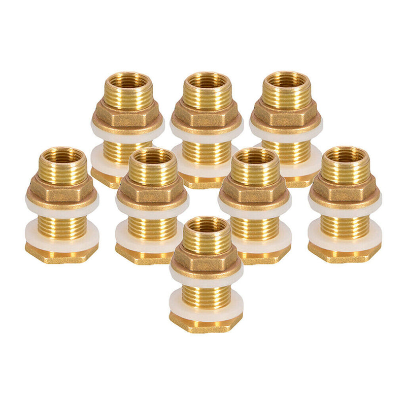 8pcs Brass Water Tank Connector Leak-proof Firm Connect DN15 Flush Port Kit