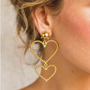 Fashion Women Two Big Heart Sun Dangle Earrings Stud Ear Statement Jewelry OZ