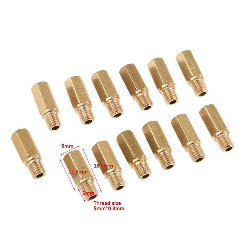 1 Set Brass Motorcycle Main Jet Kit Carburetor 13 Size Injector Nozzle