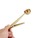 2 in 1 Stainless Steel Ground Coffee Measuring Scoop with Bag Seal Clip