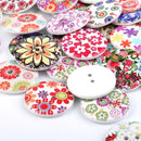 100 Assorted Flower Wooden Painted Buttons Sewing Crafting Scrapbooking 25mm