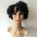 Synthetic Curly Hair Wig Female Short Hair Human Hair Wig Black Natural Vol K4P4