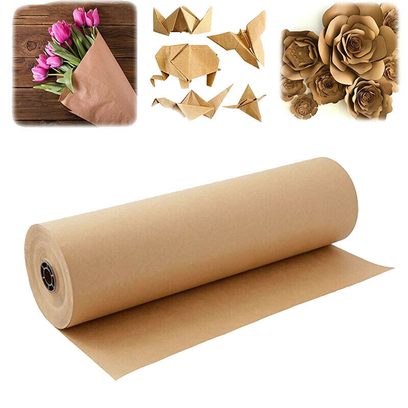 20M Brown Kraft Paper Roll for Wedding Birthday Party Gift Wrapping Craft P B4Z3