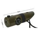 Multifunctional 7 in 1 Camping Hiking Outdoor Whistle with Compass Magnifier LED
