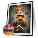30x40cm Diamond Painting Halloween Girl Pumpkin Full Round Cross Stitch Kit