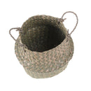 Basket Rattan Folding Wicker Handle Round Natural Sea Grass Plant Storage M&O