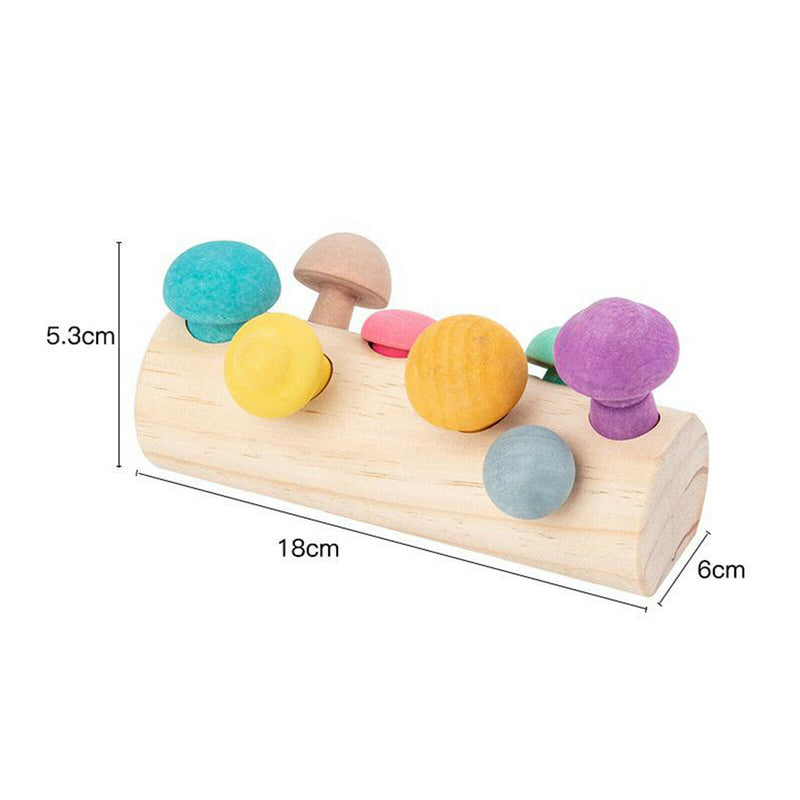 Wooden Mushroom Harvesting Catching Montessori Educational Game for Toddler Toys