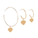 3Pcs/Set Romantic Women Love Heart Earring Hoop Big Round Pendant Jewelry Gifts