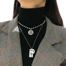 Multilayer Square Coin Pendant Necklace Punk Women Hip hop Long Chain Jewel%!