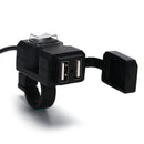 Waterproof Dual USB 12V Motorcycle Handlebar Charger Socket w/ Switch & Mounts Z