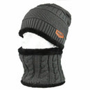 2 PCS Warm Hat Tricot Choker and Scarf with Fleece Lining for Men One Size