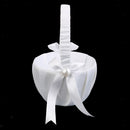Wedding Flower Girl Baskets Embroidered Flower Basket with Rhinestone Bowknot