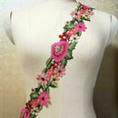 1 Yard Boho Flower Leaves Lace Trim Ribbon Applique Embroidered Sewing Craft DIY