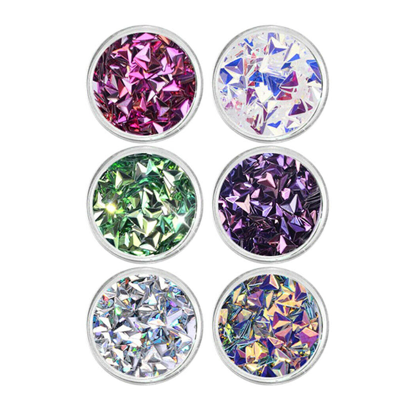 6 Colors Holographic Chunky Triangle Glitter Sequins Beauty Festival Glitter