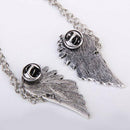 Angel Wings Dangle Chain Collar Tip Brooch with Crystal Rhinestones