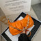 Solid Pleated Women Shoulder Bag PU Clear Chain Crossbody Handbag (Orange) A
