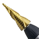 Golden Titanium HSS4241 Step Drill Bit Triangle Handle Spiral-Groove 15sizes