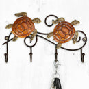 Cast Iron Tortoise Hanger with 4 Hooks, Decorative Wall Hook Rack for Coats,