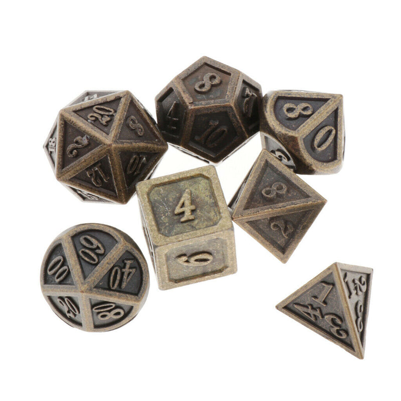 Set of 7Pcs Polyhedral Metal Dices Game Gice for  , DND MTG