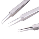 3PCS Precision Tweezers Stainless Steel Curved Fine Tip acne Tweezers Plier 3C