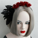 Women'S Headband Gothic Red Rose Lace Hair Hoop Party Sexy Flowers with Acc