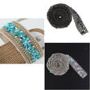 2pcs Crystal Rhinestone Ribbon Wedding Appliques W/ Faux Stone for Crafts