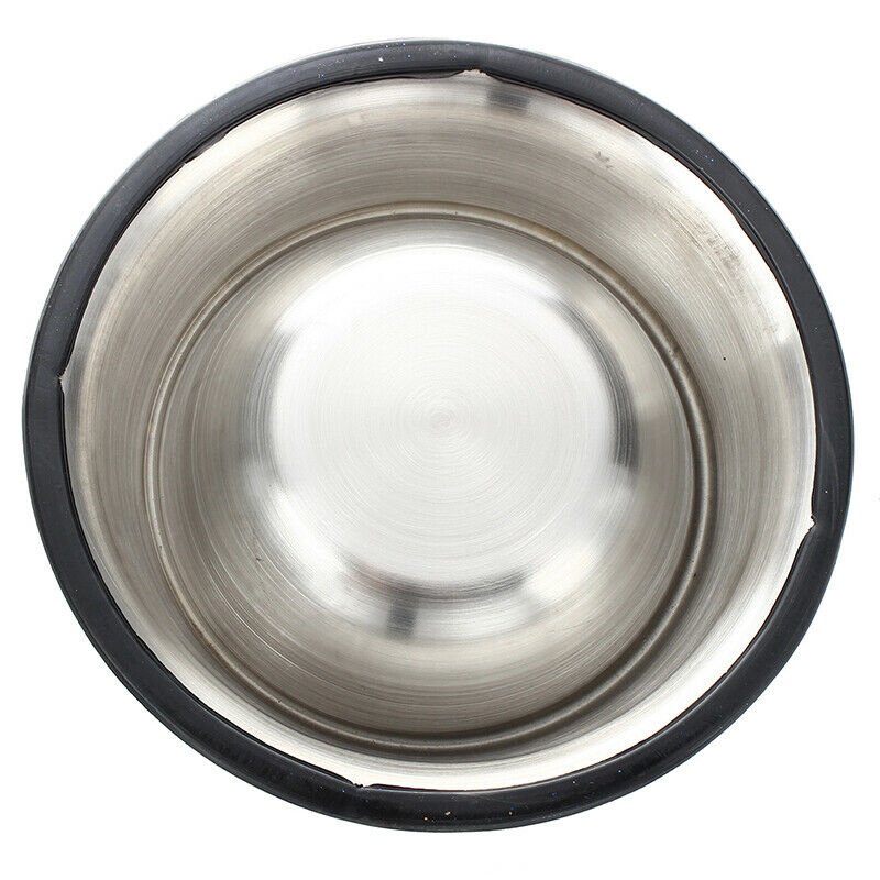 Stainless steel food bowl w / rubber ring for Pets - 1