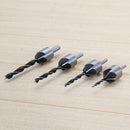 4Pcs HSS 5Flute Countersink Drill Bit Set Screw Woodworking Chamfer Tool 3-