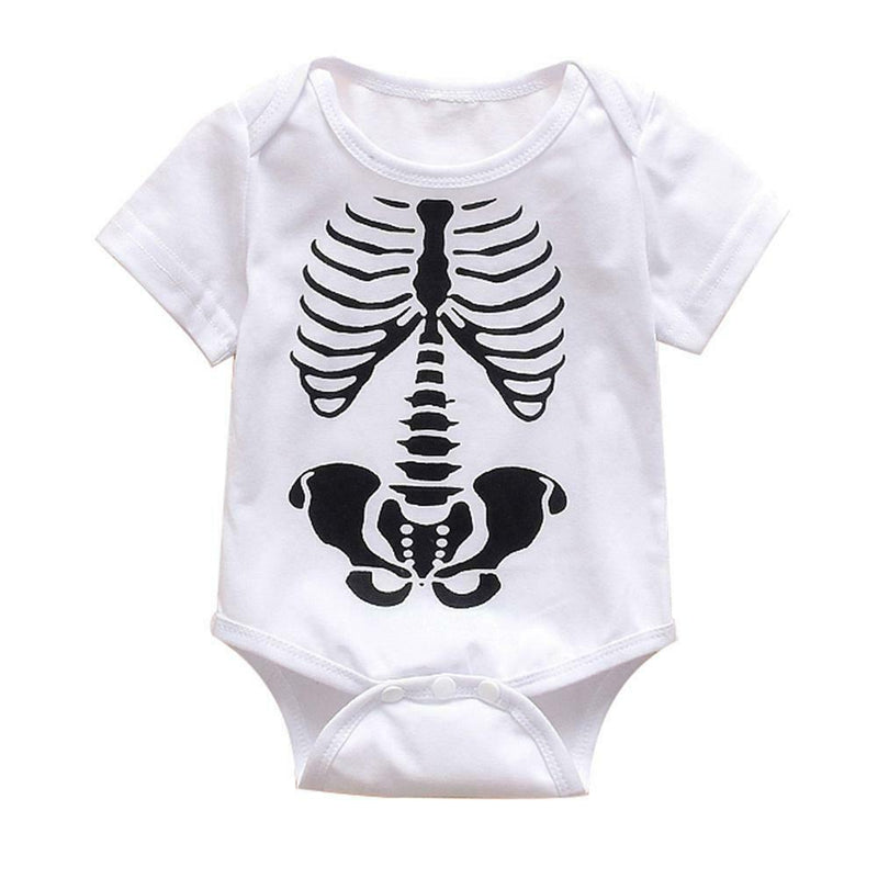Summer Short Sleeve Baby Bone Print Romper O-neck Solid Jumpsuit (3-6M)