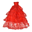 1x Red Embroidery Luxurious Wedding Lace 4 Layers Dress for  s SP