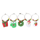 6PCS PVC Merry Christmas Wine Glass Charms Rings Marker Christmas Party Bar