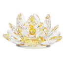 Crystal Lotus Flower Crafts Paperweights Buddhist Feng Shui Ornaments Yellow