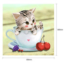 5D DIY Diamond Painting Cute Cup Cat Cross Stitch Embroidery Mosaic Kits