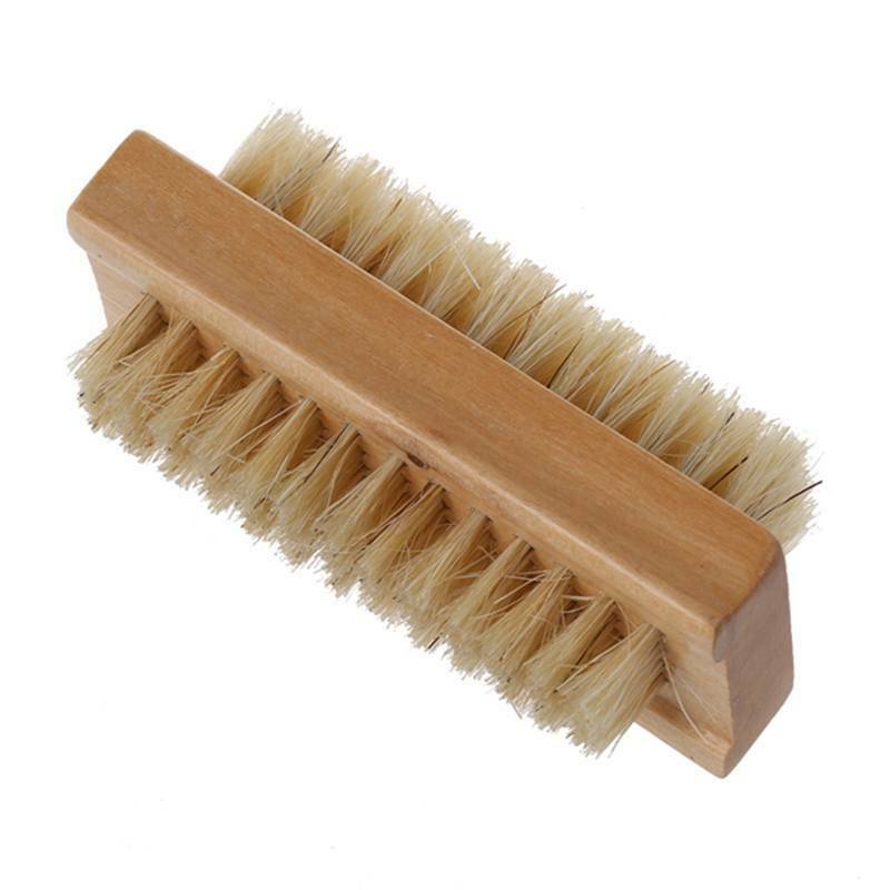 Wooden Double Sided Handle Nylon Bristle Manicure Pedicure Scrubbing Nail B B9G4