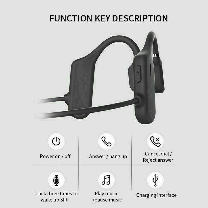 Bone Conduction Headphones Bluetooth 5.1 with Mic Open Ear Earphones Sports