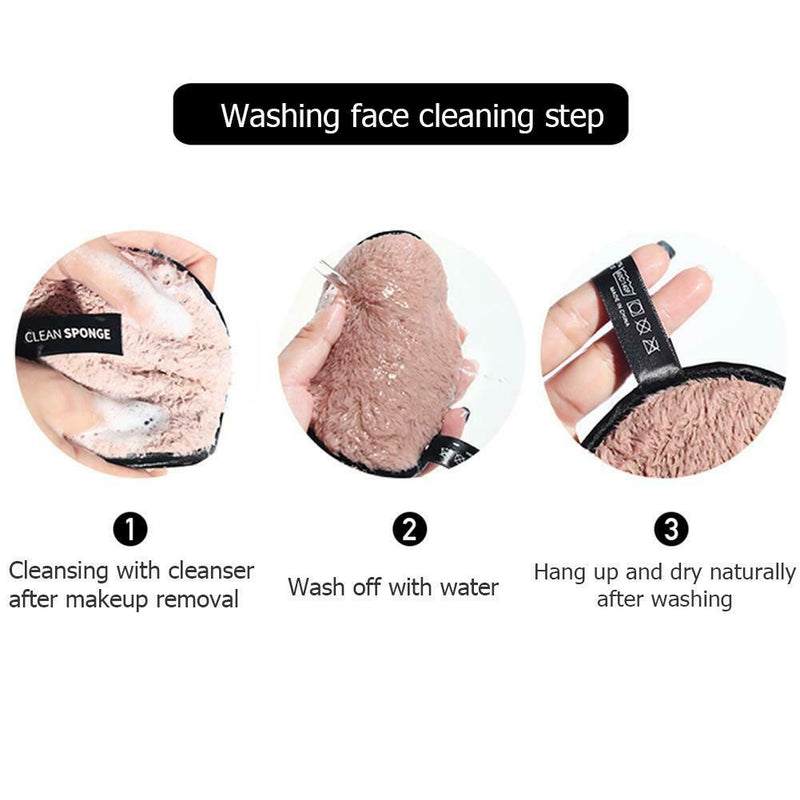 Washable Reusable Make Up Remover Wipe Pad Face Cleansing Puff (Pink)
