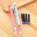 1 Set Creative Cartoon Plastic W/Erasable Fountain Bag Pen For Student Ink M1B4