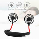 USB Rechargeable Wearable Portable Mini Hand Free Fan Neckband Fan (Black) A